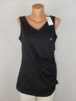 L Черна трикотажна памучна блуза с набори (с етикет)