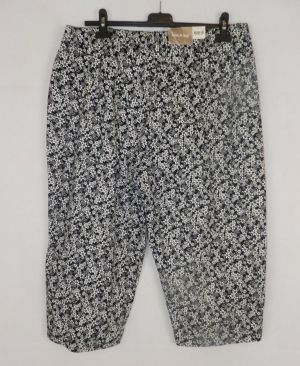 XL Черно-бял памучен панталон на цветя (с етикет)