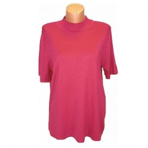 XL Еластична машинно-плетена цикламена блуза от вискоза
