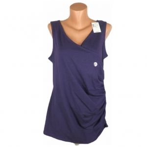 L-XXL Лилава трикотажна памучна блуза с набори (с етикет)
