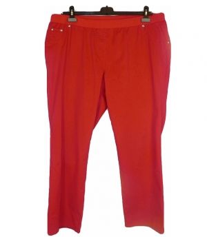 XXL Червен еластичен памучен панталон на ластик 