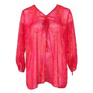 Ефирна червена блузка с пайети