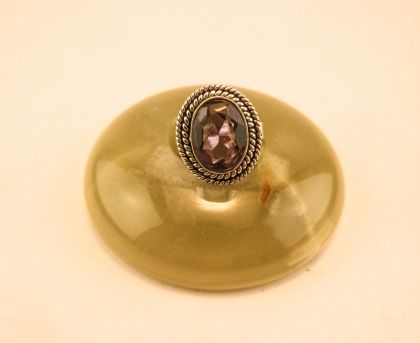Посребрен пръстен с аметист размер 18