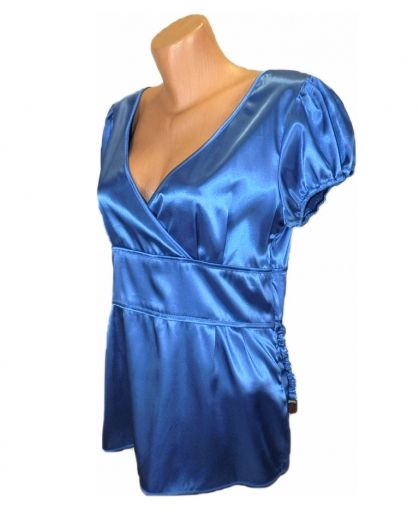 XL Много красива синя еластична блуза от  сатен (с етикет)