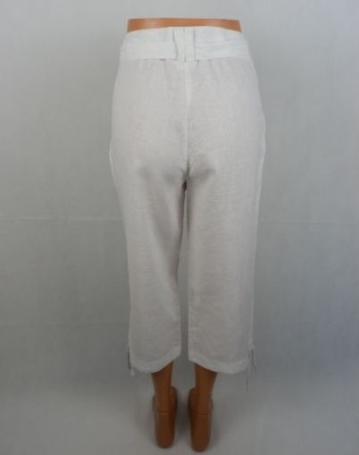 L-XL Бял ленен панталон