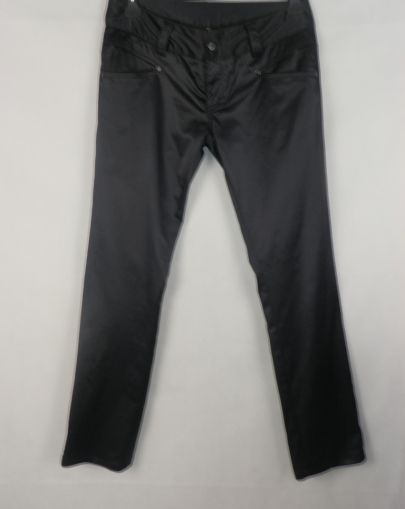 XL Черен слим панталон от сатен