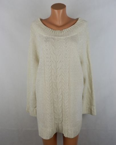 XXL Интересен кремав плюшен пуловер