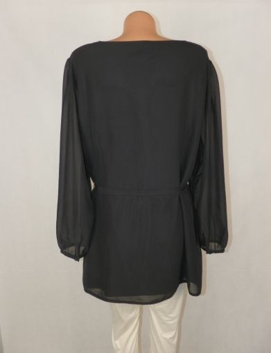 XXL-XXXL Черна двойна шифонова блуза