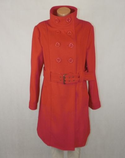 (Марина) L-XL Красиво червено вълнено палто 