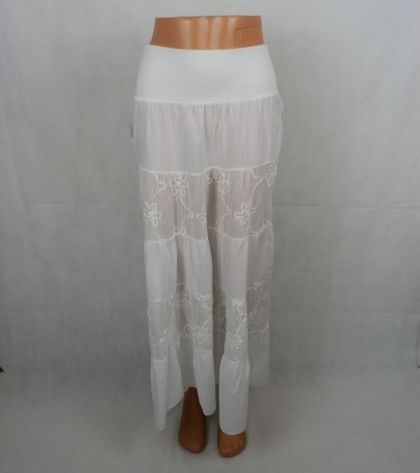 L Бяла памучна пола с бродерии (с етикет)