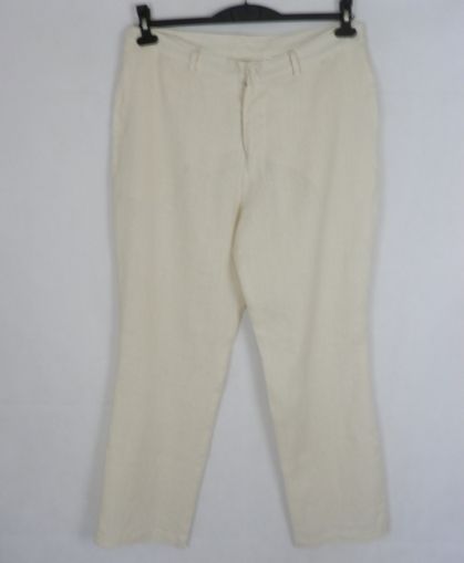 XL-XXL Класически кремав ленен панталон