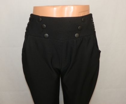 XL Еластичен черен слим панталон с широка талия ( с етикет)
