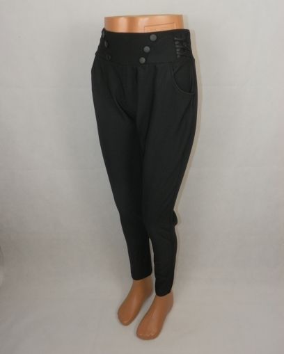 XL Еластичен черен слим панталон с широка талия ( с етикет)