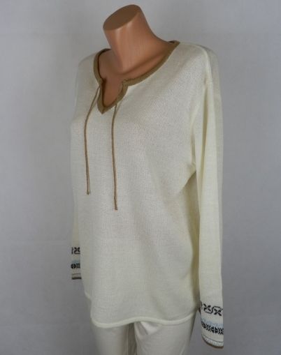 XL-XXL Еластична кремава машинно-плетена блуза