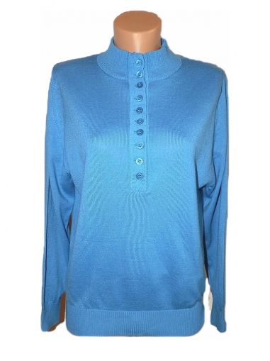 L-XL Красив син вълнен пуловер