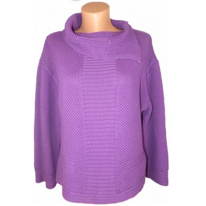 XXL-XXXL Плътен лилав памучен пуловер