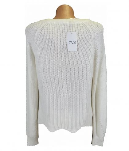 M-L Къс бял пуловер ( с етикет)