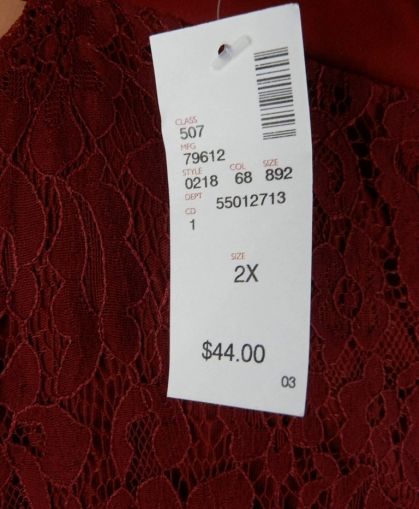 XXLБлуза в цвят бордо от  с шифон и дантела( с етикет)