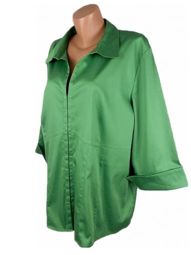 XXXL Зелена памучна еластична риза
