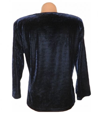XL Синя еластична кадифена блуза