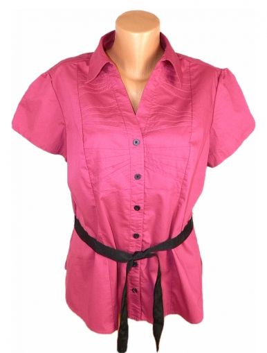 XL Памучна цикламенова блуза с колан
