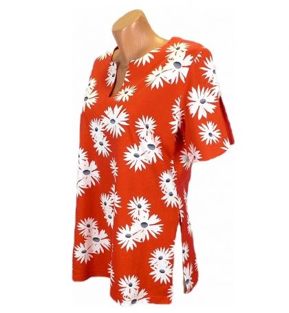 Трикотажна памучна блуза на цветя