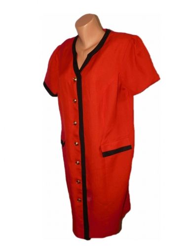 XL Червена ленена рокля