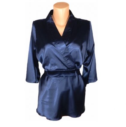 XL Синя блуза-туника от сатен