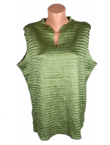 XXL-XXXL Много еластична зелена блуза от материя с креш (мачкан) ефект