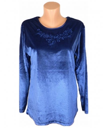 XL Еластична кадифена блуза в турско синьо