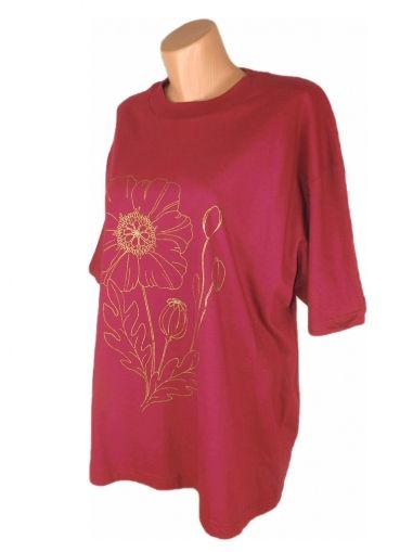 XXL Трикотажна памучна блуза в цвят бордо