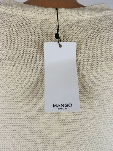 L-XL MANGO Кремав памучен кардиган с къс ръкав ( с етикет)