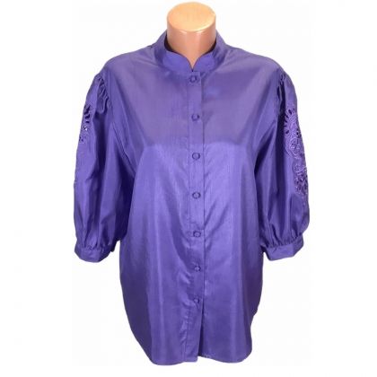 XL Лека блуза с бродирани ръкави