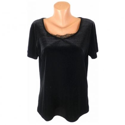 XL Черна еластична кадифена блуза