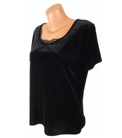 XL Черна еластична кадифена блуза