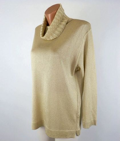 L-XL Златист еластичен пуловер от вискоза