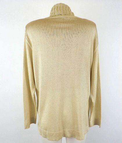 L-XL Златист еластичен пуловер от вискоза