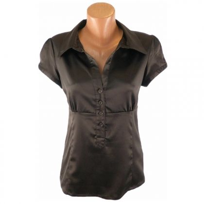 Шоколадова блуза от еластичен сатен Vero Moda