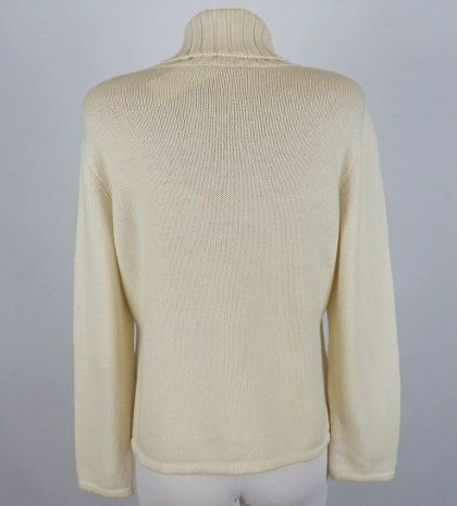 L-XL Плътен вълнен кремав пуловер