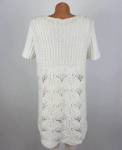 L-XL Интересна плетена бяла жилетка без ръкави