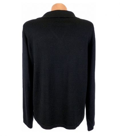 Черен вълнен пуловер с геометрична рисунка