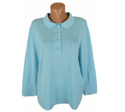 Памучен пуловер в цвят TIFFANY BLUE
