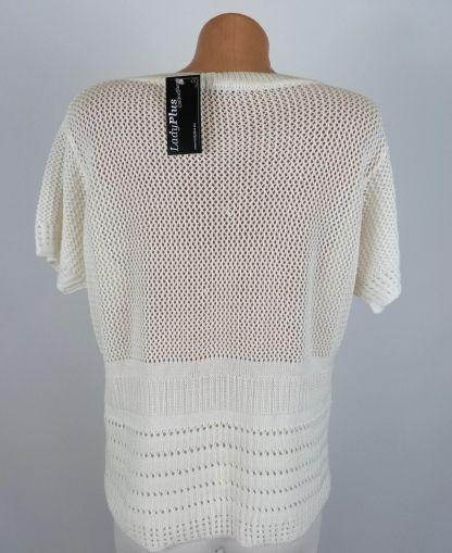 XL-XXL Бял плетен пуловер без ръкави