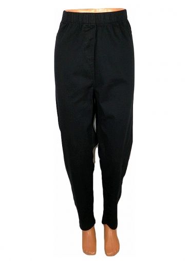 Черен памучен еластичен слим панталон на ластик M Collection