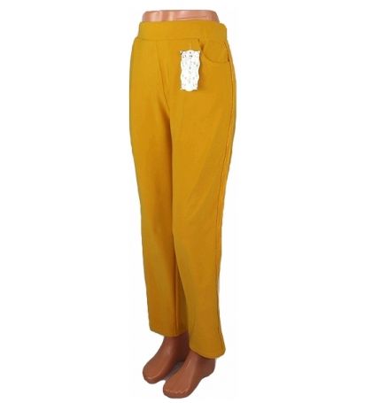 XL-XXL Жълт еластичен панталон с дантелени лампази (с етикет)