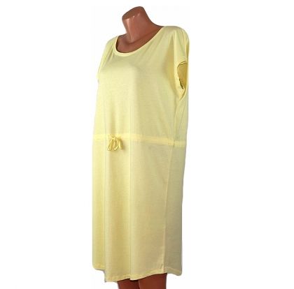 Жълта трикотажна рокля-туника за плаж