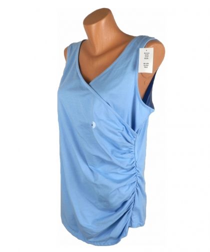 XXL Светлосиня трикотажна памучна блуза с набори (с етикет)