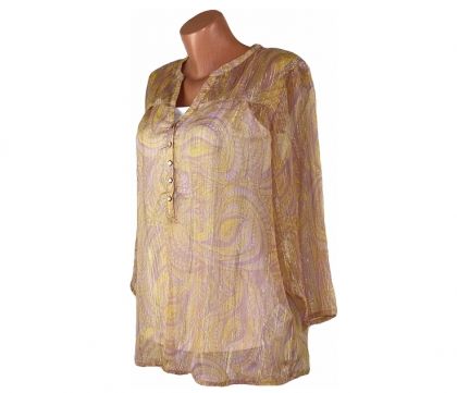 Шифонова блуза със златисти нишки