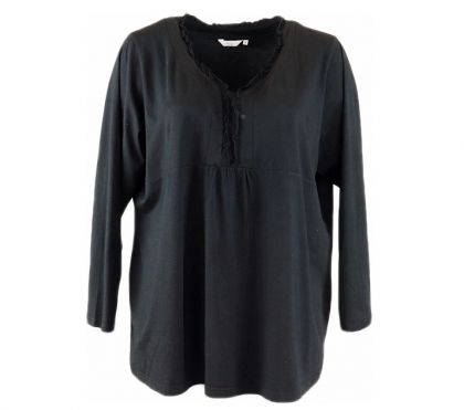 Черна трикотажна блуза от памук и модал