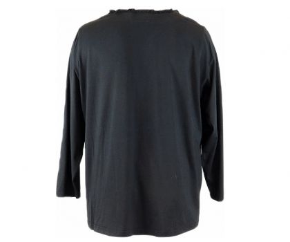 Черна трикотажна блуза от памук и модал